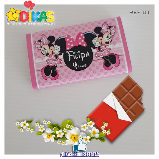 TABLET CHOCOLATE 20G PERSONALIZADO - MINNIE ROSA