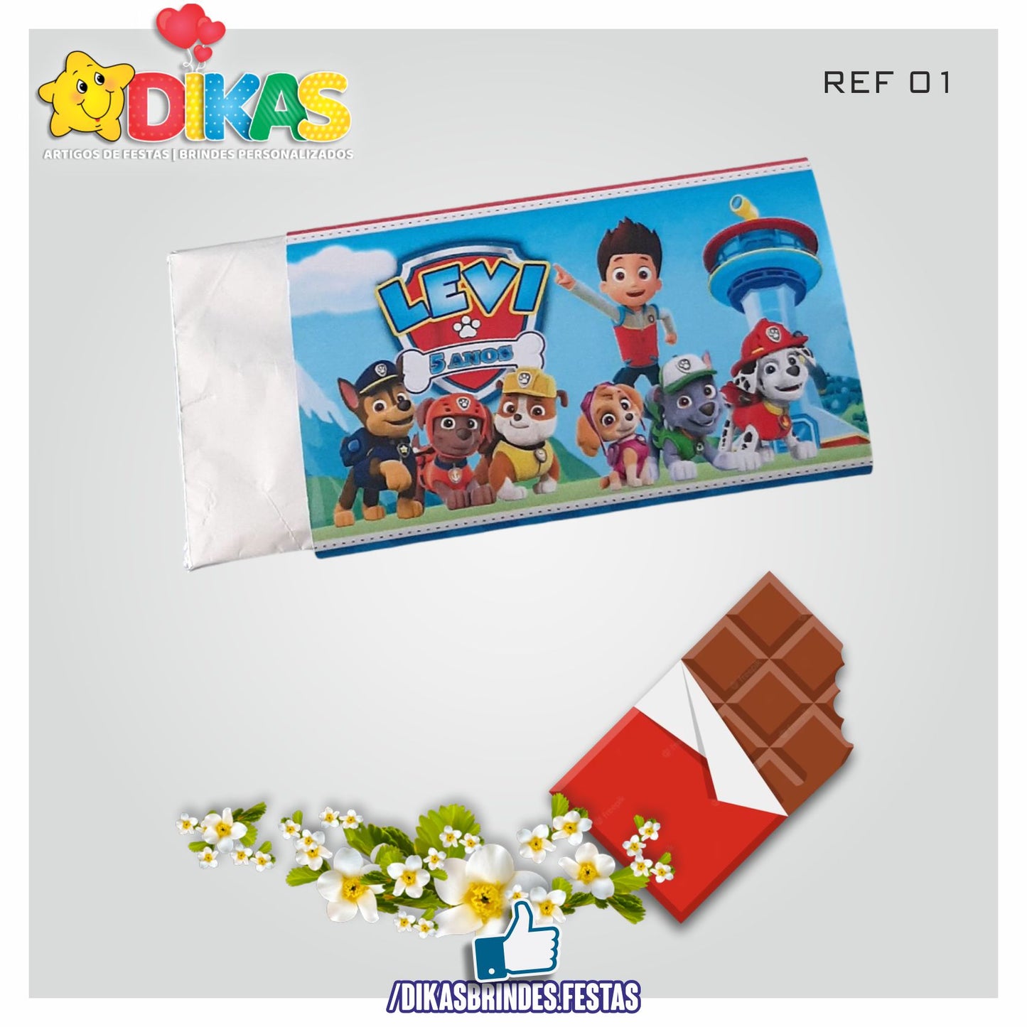 TABLET CHOCOLATE 20G PERSONALIZADO - PATRULHA PATA