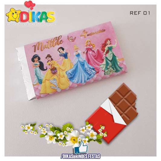 TABLET CHOCOLATE 20G PERSONALIZADO - PRINCESAS DISNEY