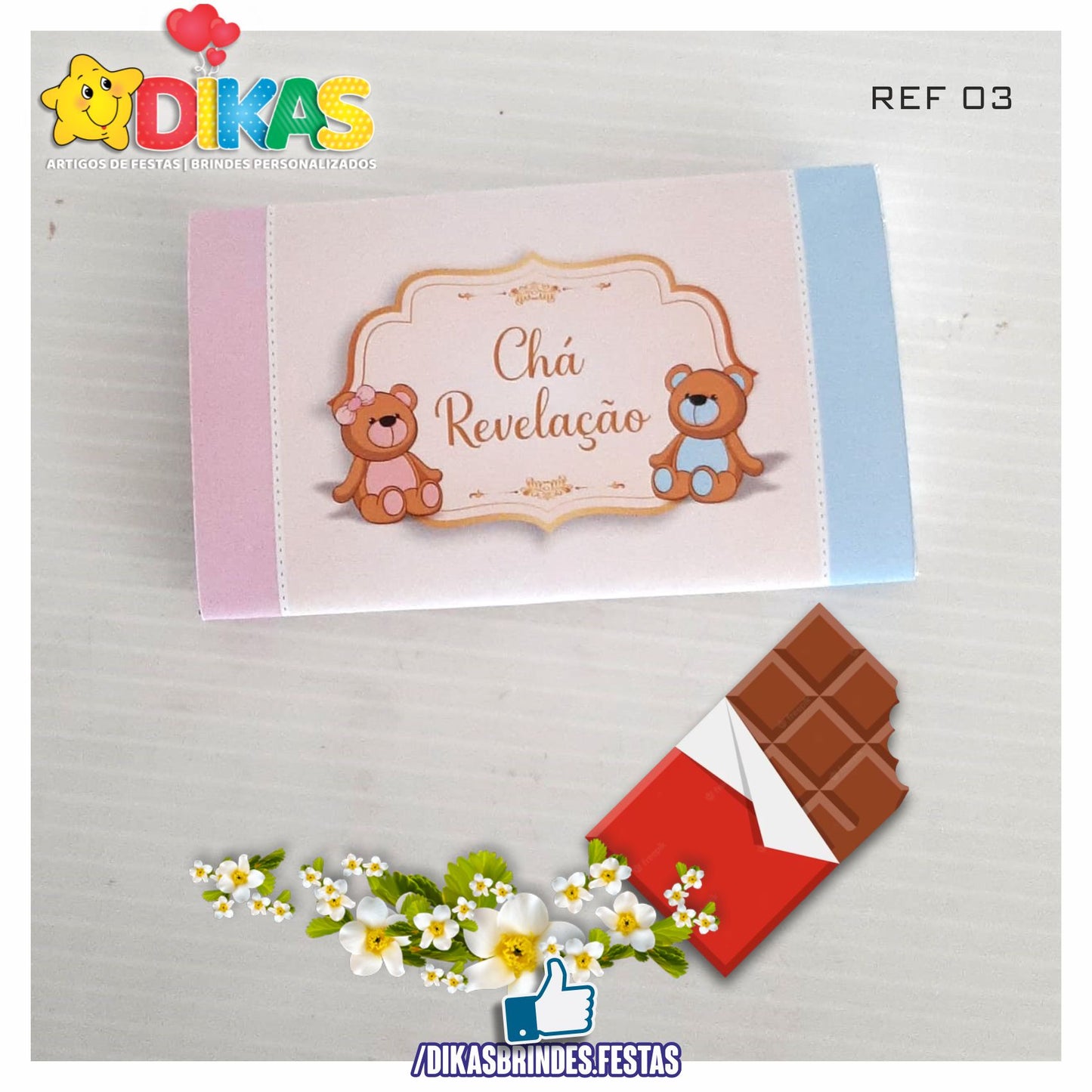 TABLET CHOCOLATE 20G PERSONALIZADO - CHÁ REVELAÇÃO