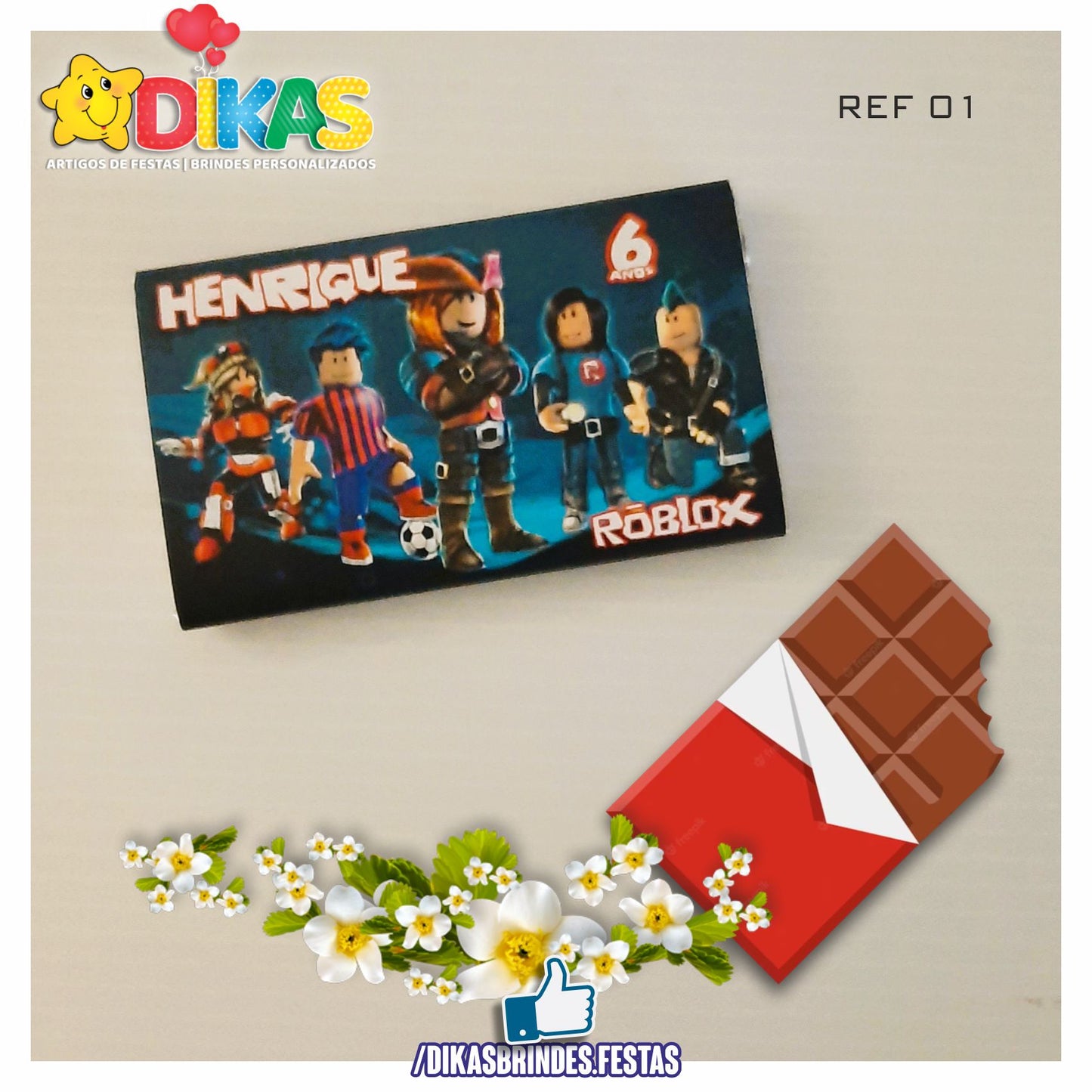 TABLET CHOCOLATE 20G PERSONALIZADO - ROBLOX