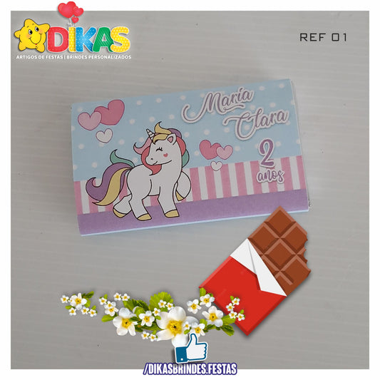 TABLET CHOCOLATE 20G PERSONALIZADO - UNICÓRNIO