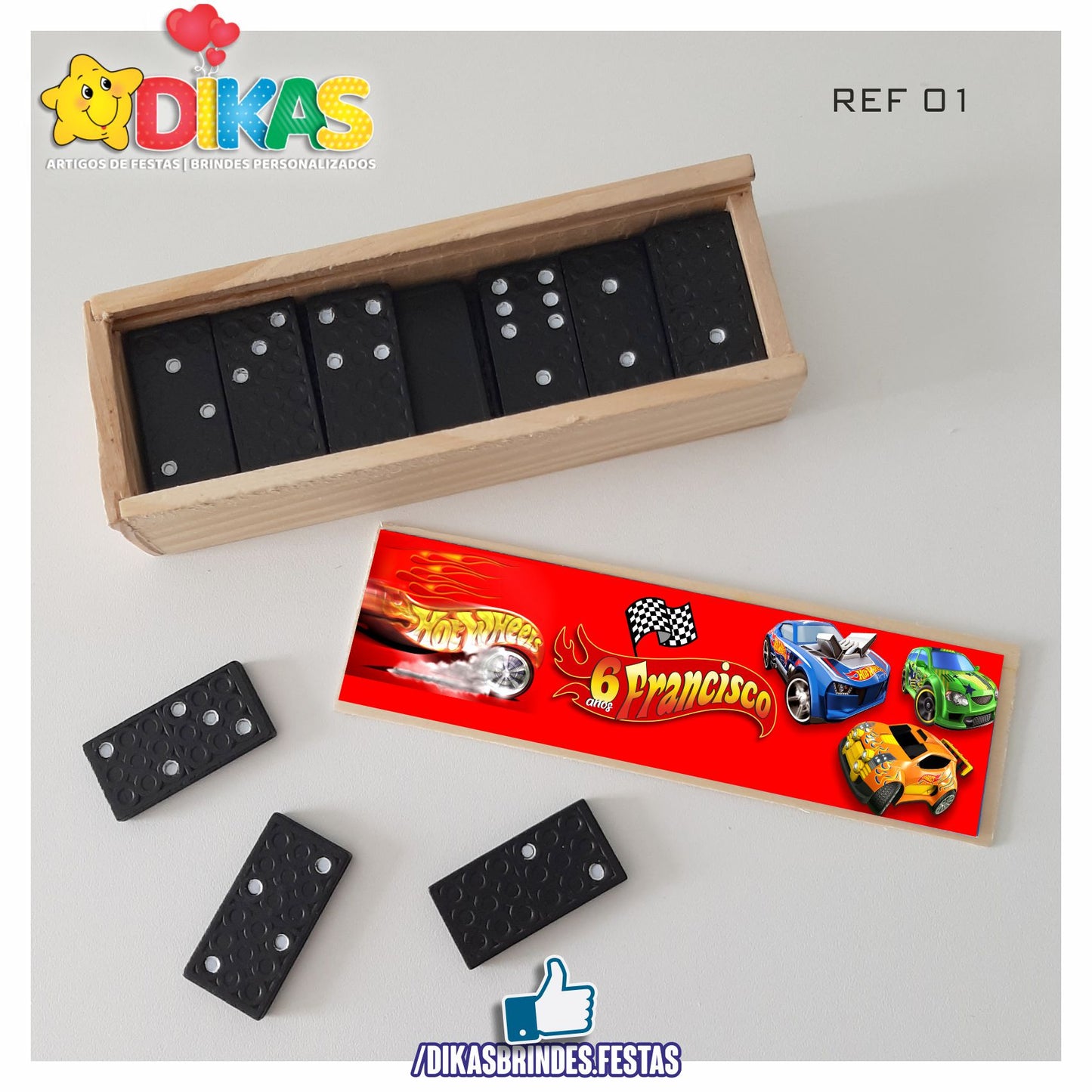 DOMINÓ C/ CAIXINHA PERSONALIZADA - HOTWHEELS