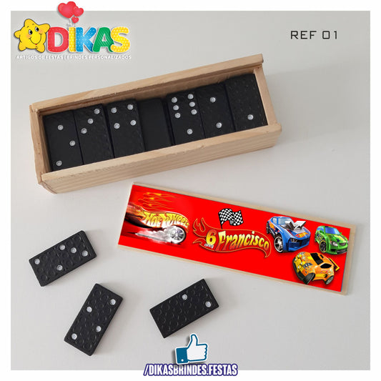 DOMINÓ C/ CAIXINHA PERSONALIZADA - HOTWHEELS