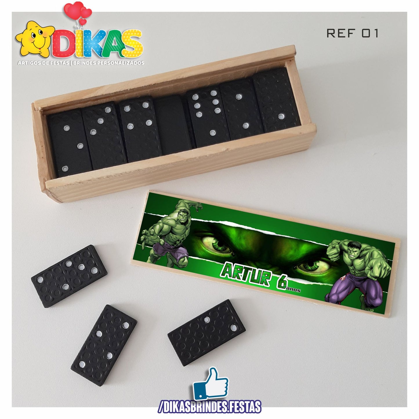 DOMINÓ C/ CAIXINHA PERSONALIZADA - HULK
