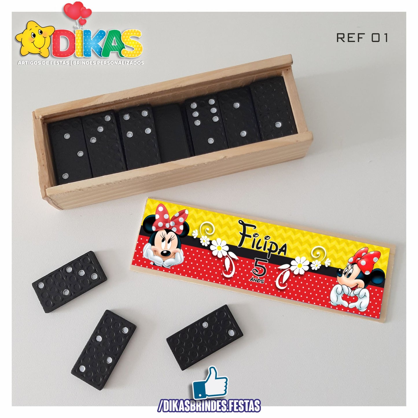 DOMINÓ C/ CAIXINHA PERSONALIZADA - MINNIE VERMELHA