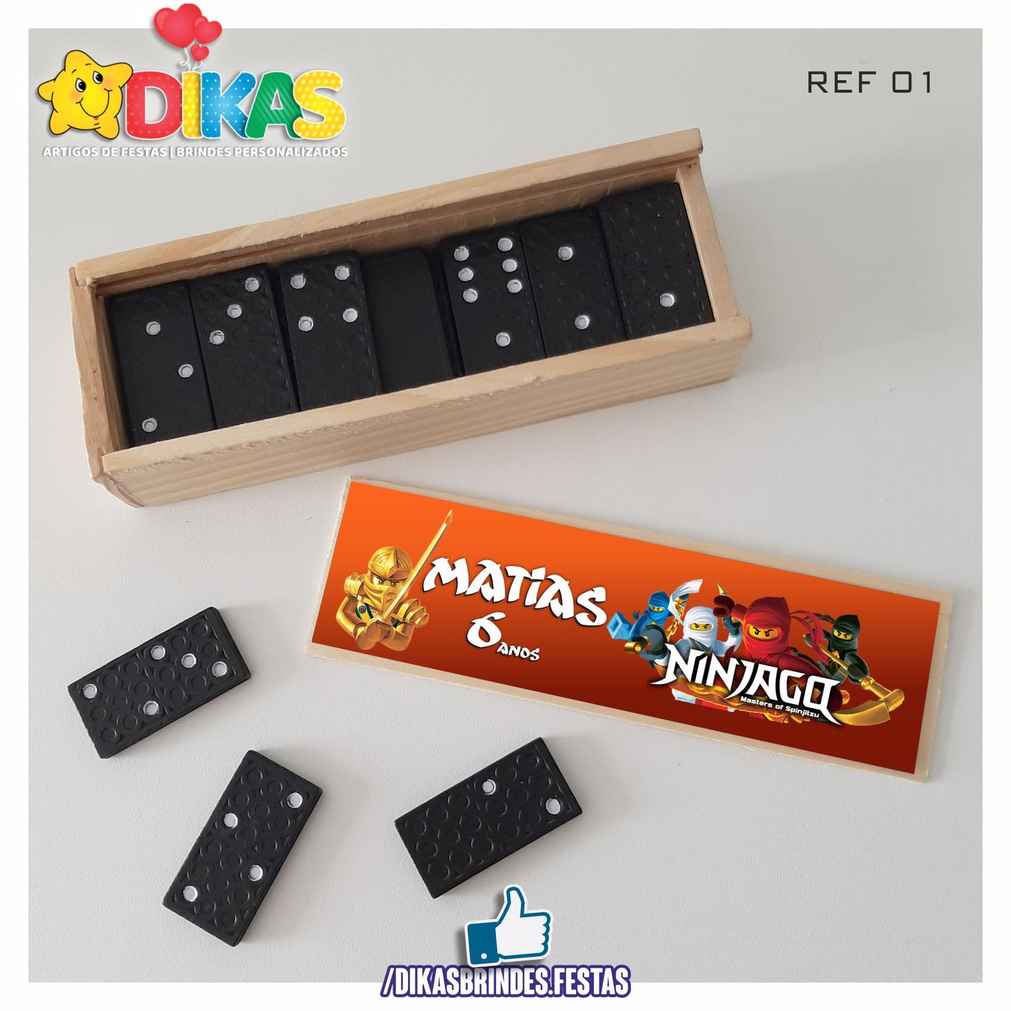 DOMINÓ C/ CAIXINHA PERSONALIZADA - NINJAGO