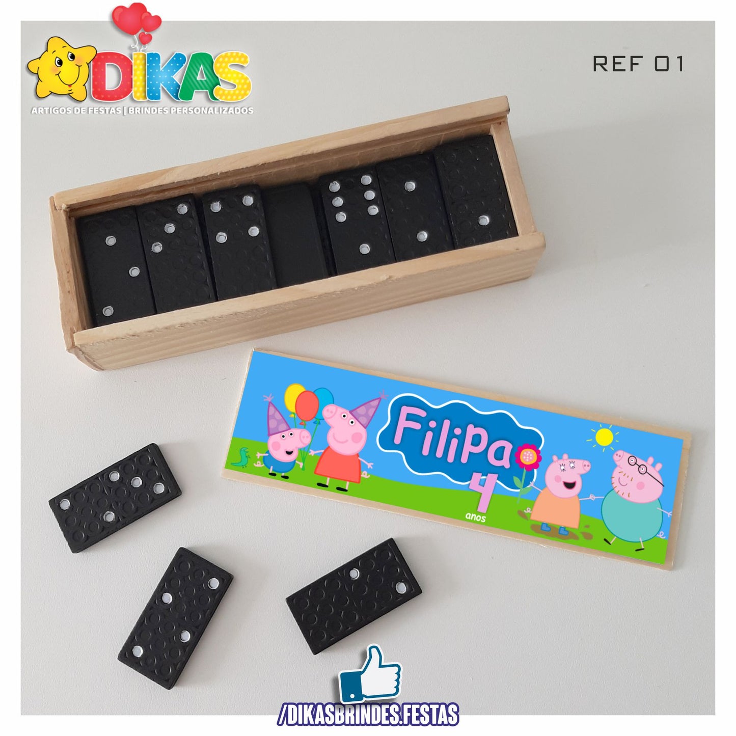 DOMINÓ C/ CAIXINHA PERSONALIZADA - PORQUINHA PEPPA