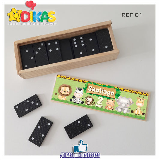 DOMINÓ C/ CAIXINHA PERSONALIZADA - ANIMAIS DA SELVA