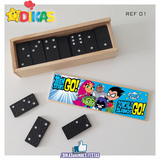 DOMINÓ C/ CAIXINHA PERSONALIZADA - TEEN TITANS GO