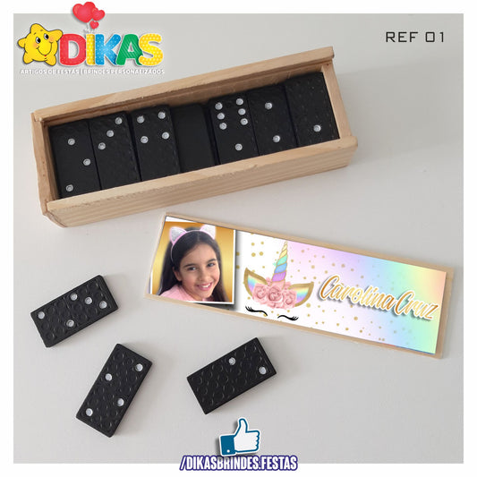 DOMINÓ C/ CAIXINHA PERSONALIZADA - UNICÓRNIO
