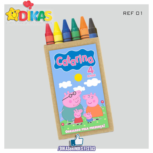 CAIXA DE LÁPIS DE CERA PERSONALIZADA - PORQUINHA PEPPA