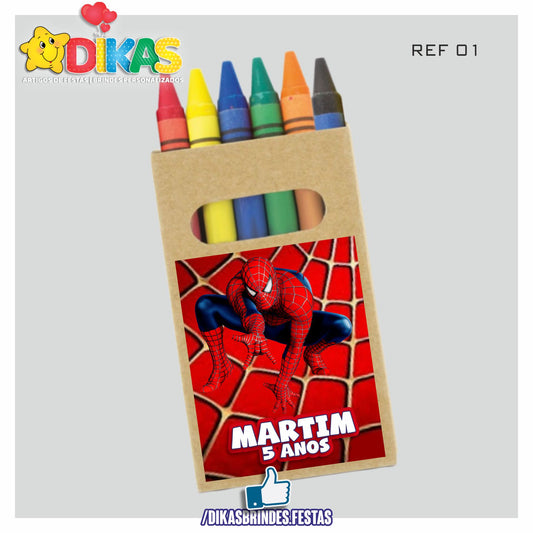 CAIXA DE LÁPIS DE CERA PERSONALIZADA - HOMEM ARANHA