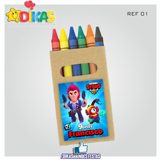 CAIXA DE LÁPIS DE CERA PERSONALIZADA - BRAWL STARS