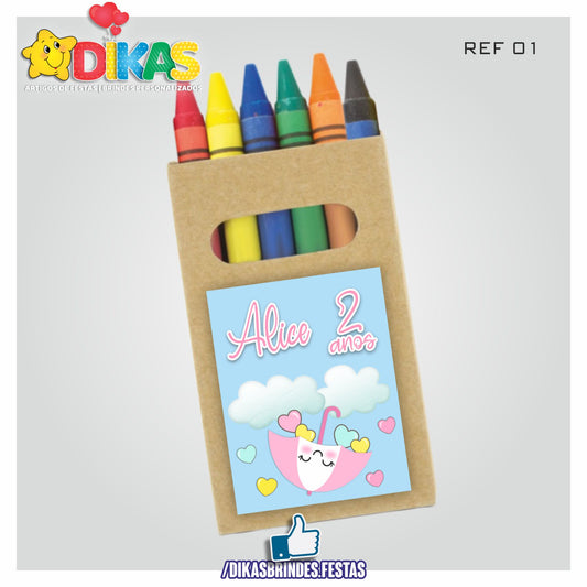 CAIXA DE LÁPIS DE CERA PERSONALIZADA - CHUVA DE AMOR