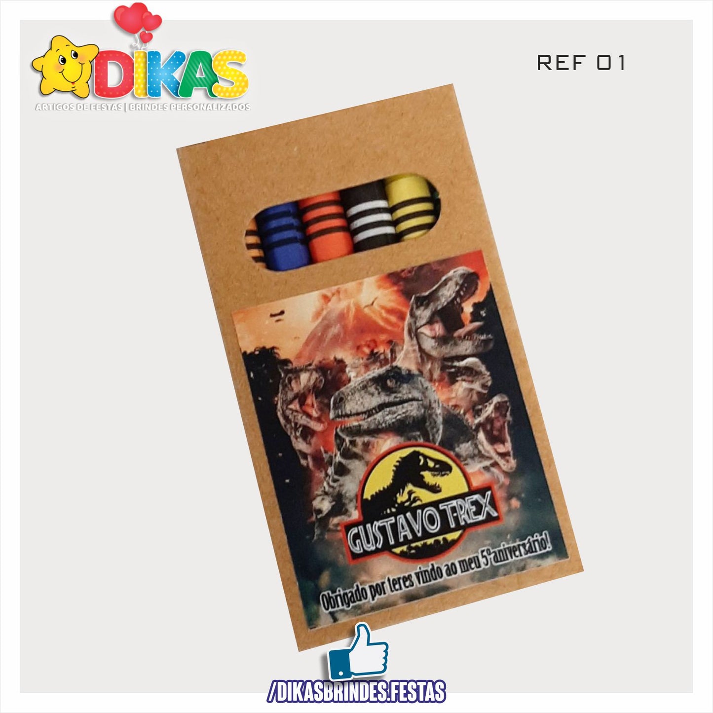 CAIXA DE LÁPIS DE CERA PERSONALIZADA - DINOSSAUROS