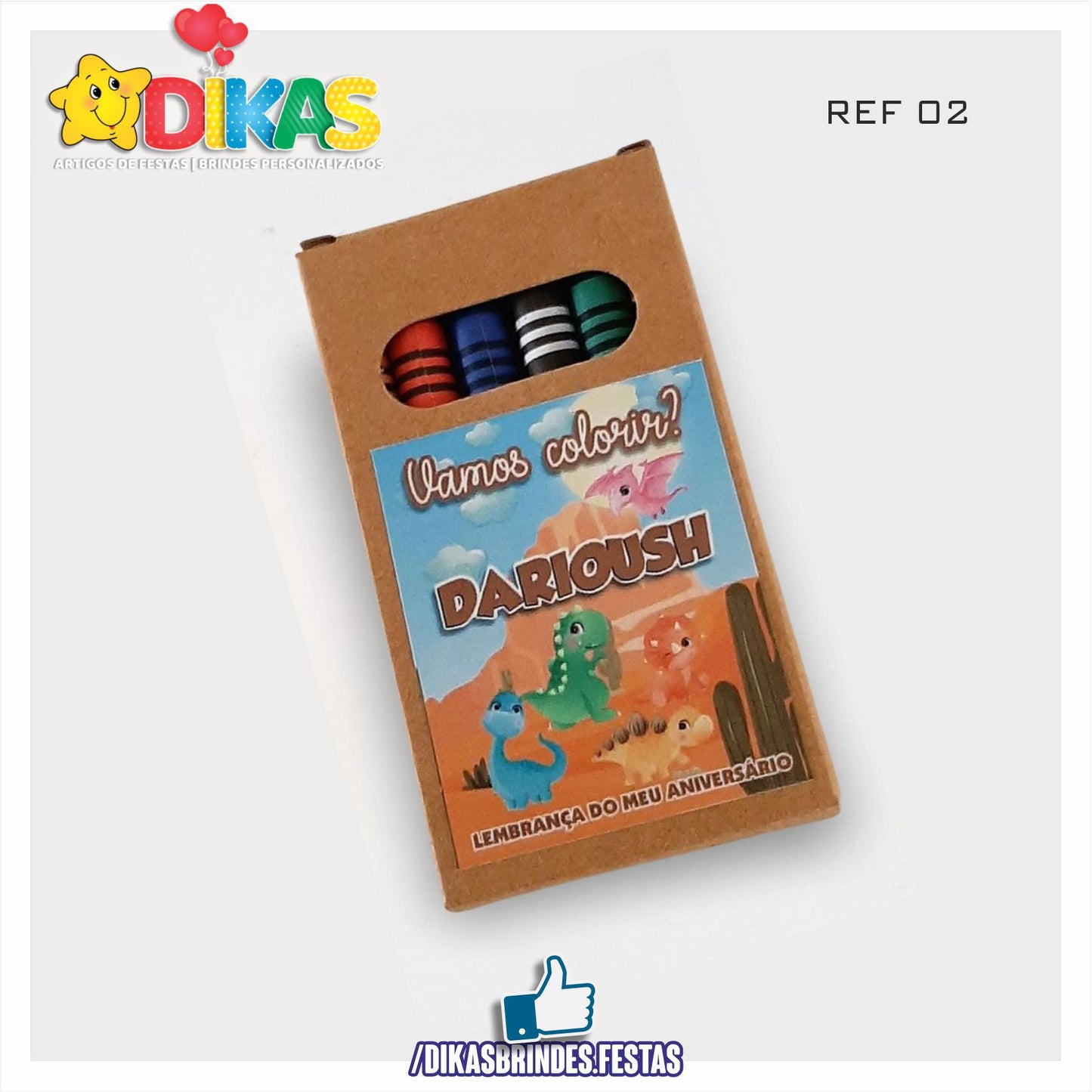 CAIXA DE LÁPIS DE CERA PERSONALIZADA - DINOSSAUROS