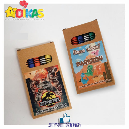 CAIXA DE LÁPIS DE CERA PERSONALIZADA - DINOSSAUROS