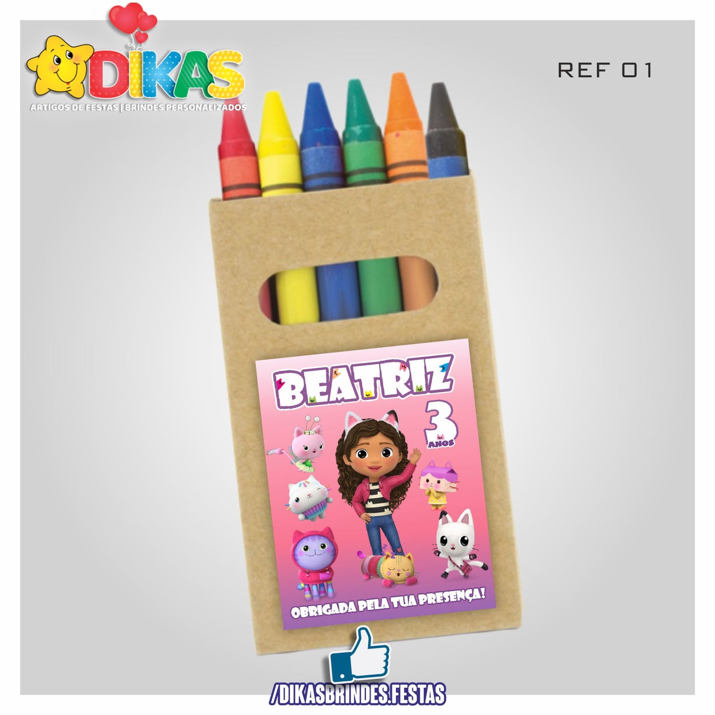 CAIXA DE LÁPIS DE CERA PERSONALIZADA - GABBY