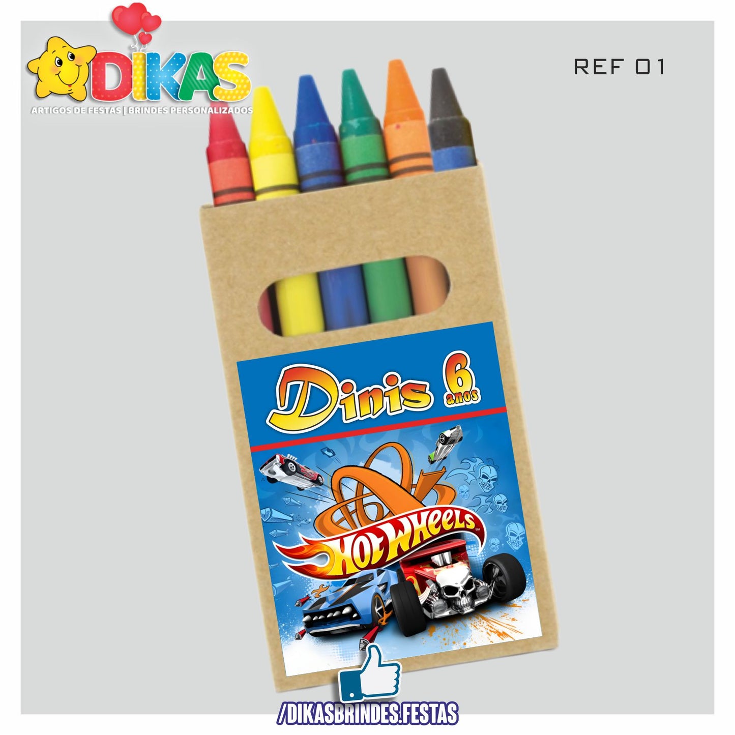 CAIXA DE LÁPIS DE CERA PERSONALIZADA - HOTWHEELS