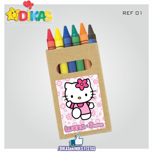 CAIXA DE LÁPIS DE CERA PERSONALIZADA - HELLO KITTY