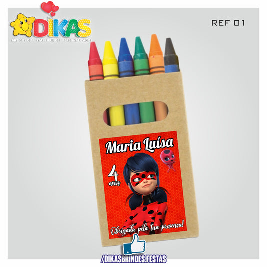 CAIXA DE LÁPIS DE CERA PERSONALIZADA - LADYBUG