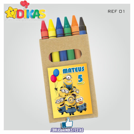 CAIXA DE LÁPIS DE CERA PERSONALIZADA - MINIONS