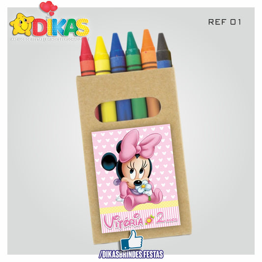 CAIXA DE LÁPIS DE CERA PERSONALIZADA - MINNIE BABY