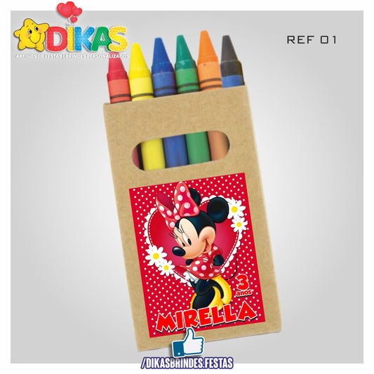CAIXA DE LÁPIS DE CERA PERSONALIZADA - MINNIE VERMELHA