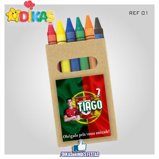 CAIXA DE LÁPIS DE CERA PERSONALIZADA - FUTEBOL PORTUGAL