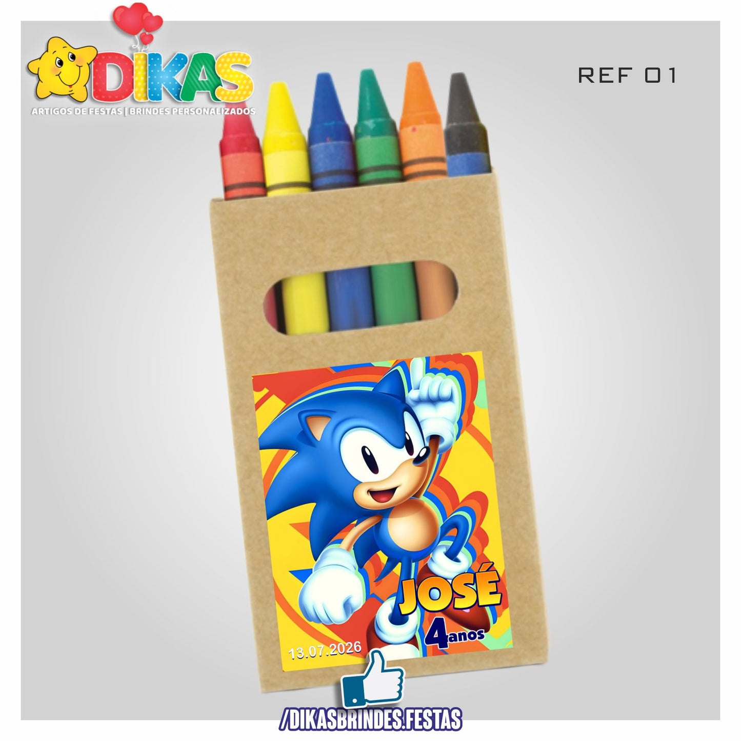 CAIXA DE LÁPIS DE CERA PERSONALIZADA - SONIC