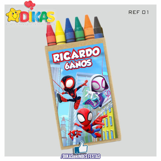 CAIXA DE LÁPIS DE CERA PERSONALIZADA - SPIDEY