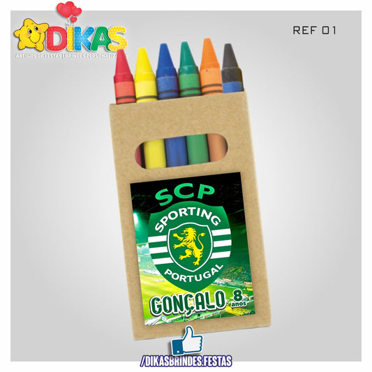 CAIXA DE LÁPIS DE CERA PERSONALIZADA - FUTEBOL SPORTING