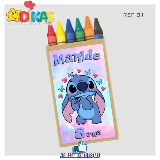 CAIXA DE LÁPIS DE CERA PERSONALIZADA - STITCH