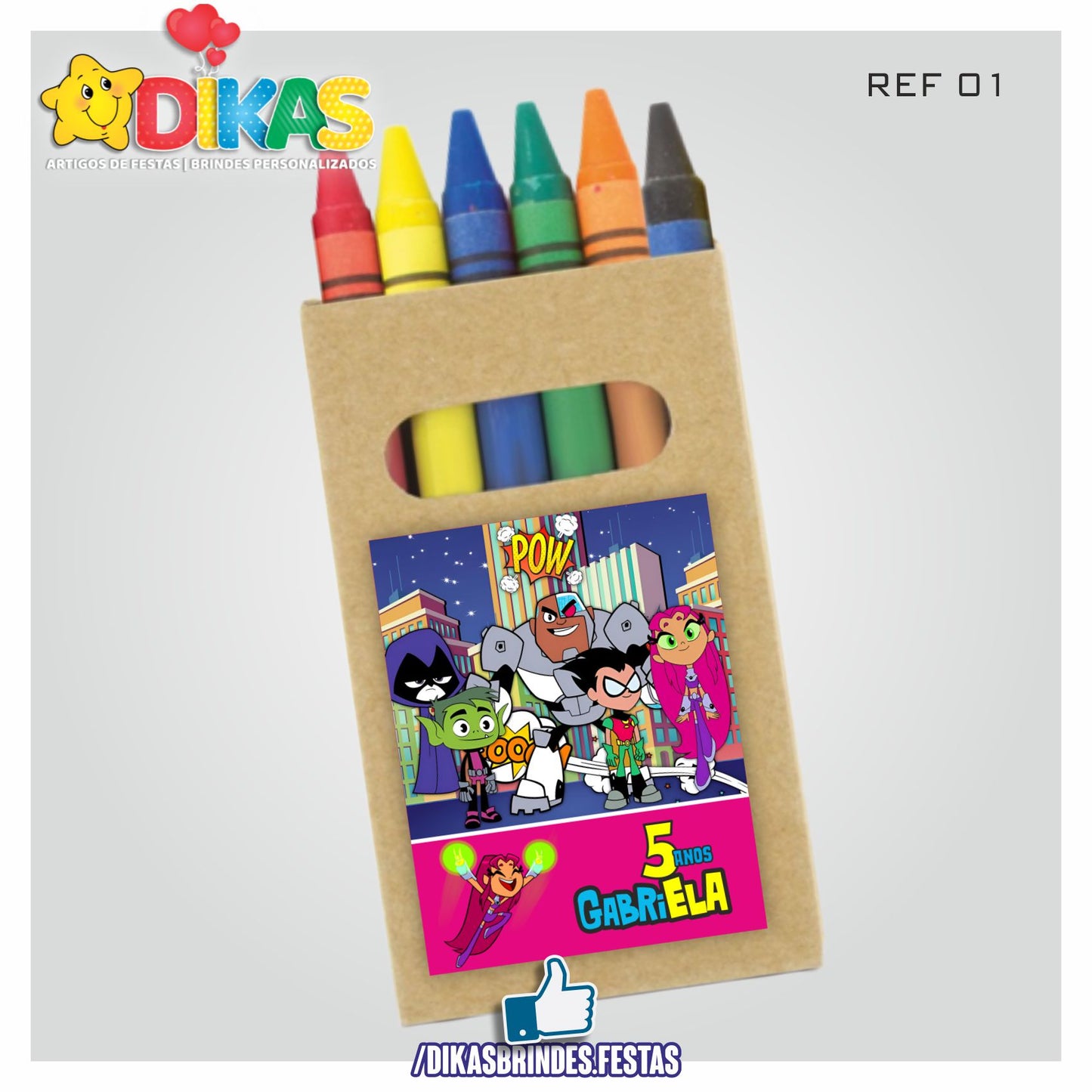 CAIXA DE LÁPIS DE CERA PERSONALIZADA - TEEN TITANS GO