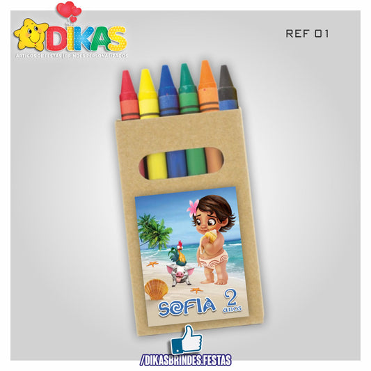CAIXA DE LÁPIS DE CERA PERSONALIZADA - VAIANA