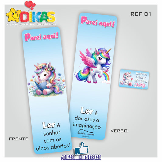 MARCAPÁGINAS PERSONALIZADOS - UNICÓRNIO