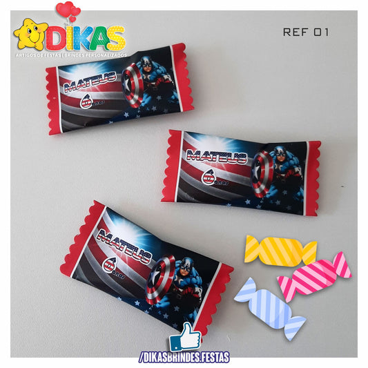 REBUÇADOS PERSONALIZADOS - CAPITÃO AMÉRICA