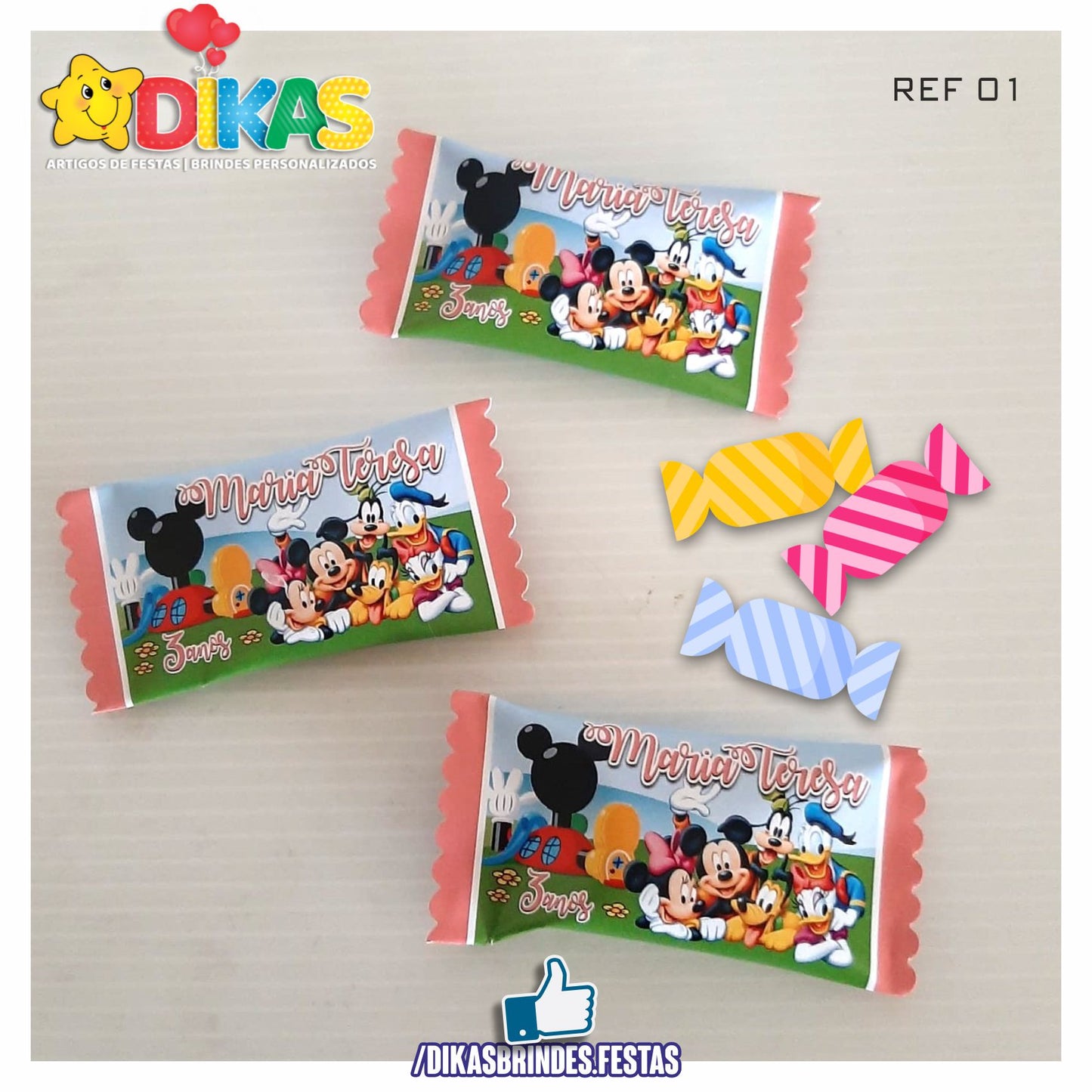 REBUÇADOS PERSONALIZADOS - MICKEY E OS AMIGOS
