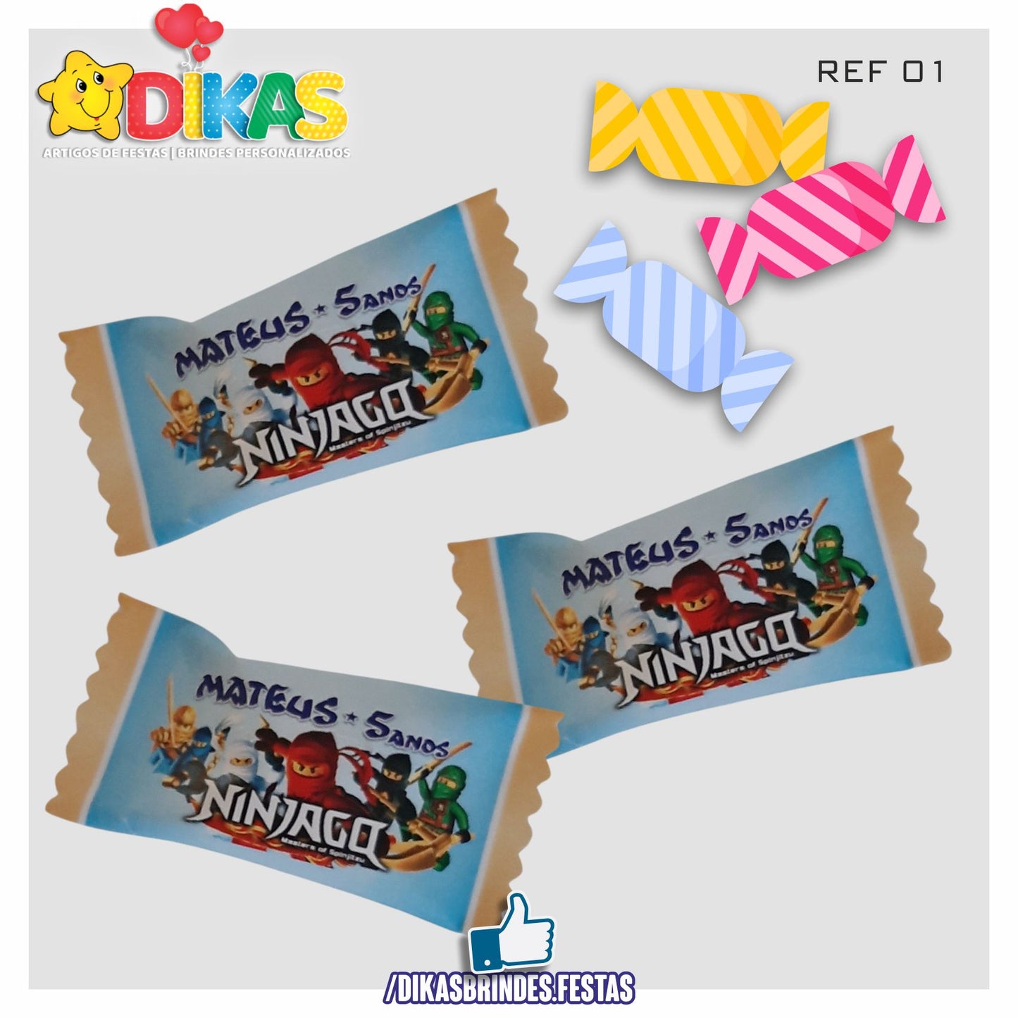 REBUÇADOS PERSONALIZADOS - NINJAGO