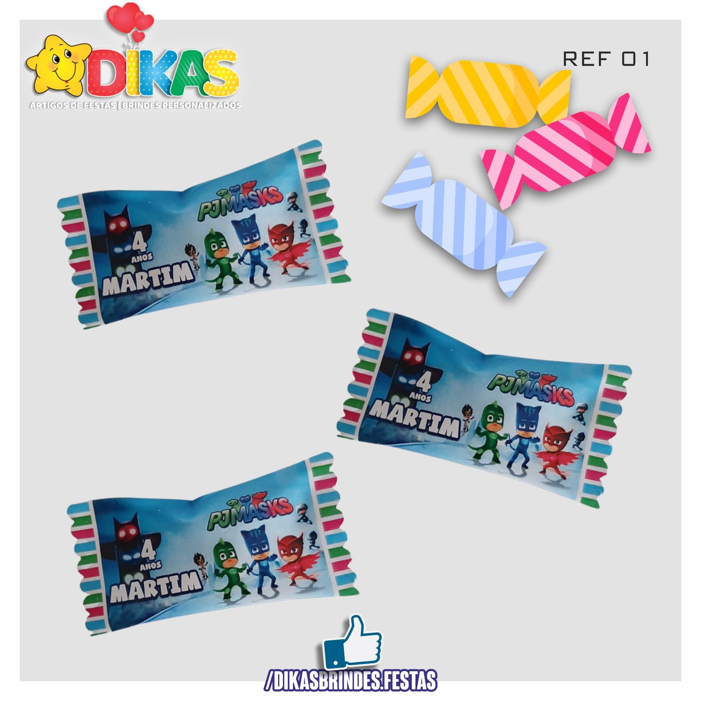 REBUÇADOS PERSONALIZADOS - PJMASKS