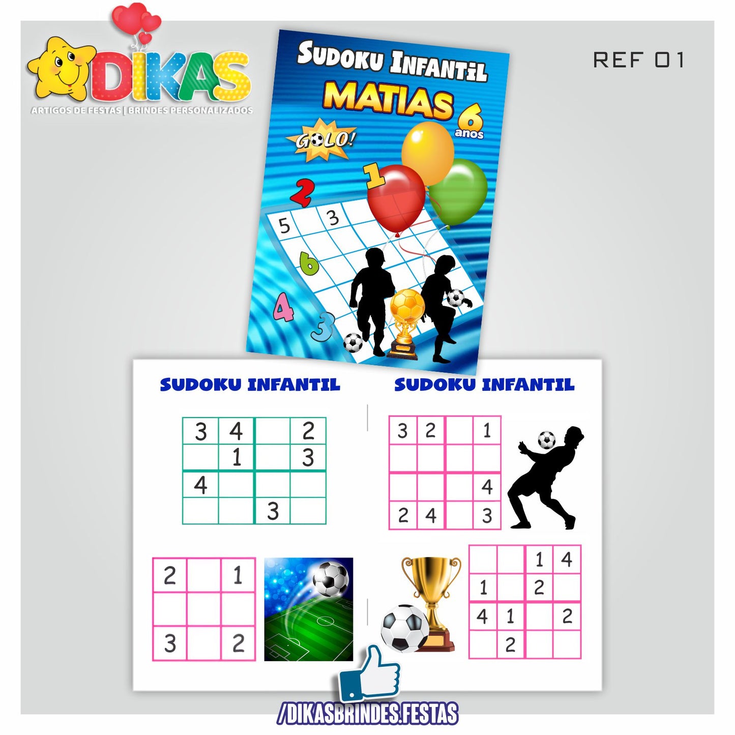 SUDOKU INFANTIL PERSONALIZADO - FUTEBOL
