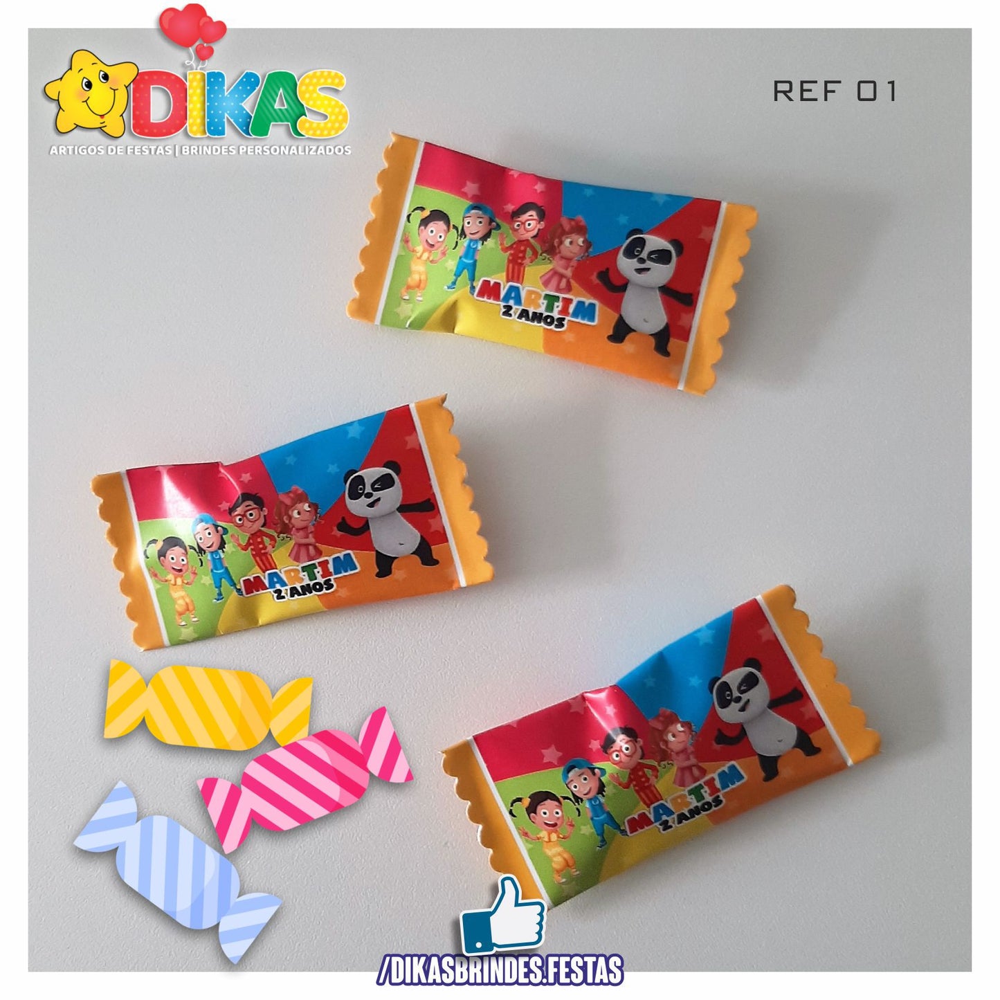 REBUÇADOS PERSONALIZADOS - PANDA E OS CARICAS