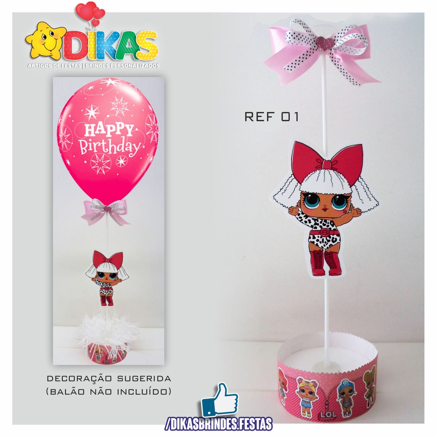 CENTRO DE MESA C/ SUPORTE P/ BALÃO - LOL