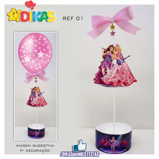 CENTRO DE MESA C/ SUPORTE P/ BALÃO - BARBIE