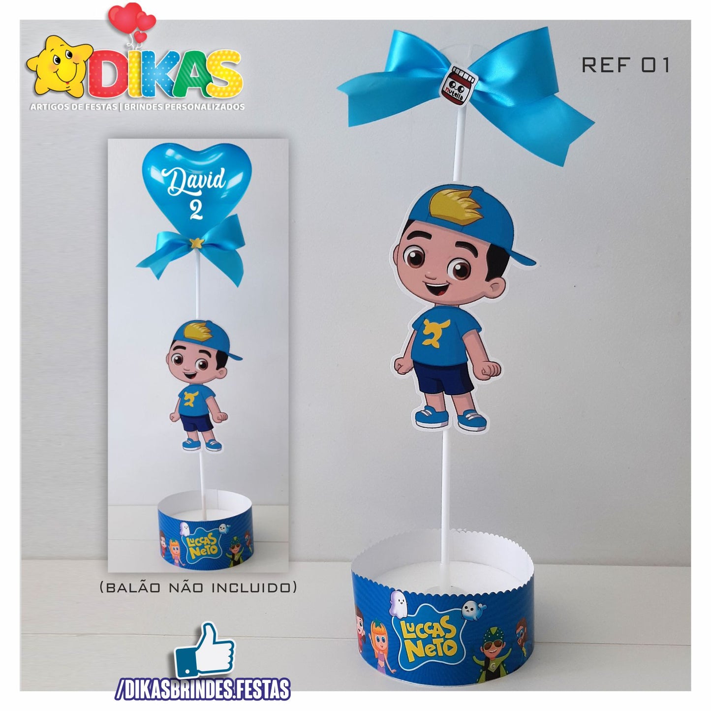 CENTRO DE MESA C/ SUPORTE P/ BALÃO - LUCCAS NETO