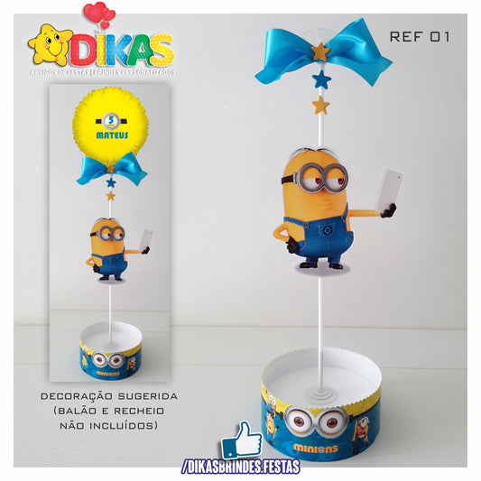 CENTRO DE MESA C/ SUPORTE P/ BALÃO - MINIONS