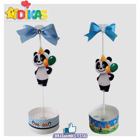 CENTRO DE MESA C/ SUPORTE P/ BALÃO - PANDA E OS AMIGOS