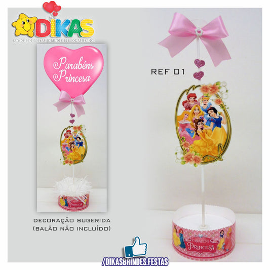 CENTRO DE MESA C/ SUPORTE P/ BALÃO - PRINCESAS DISNEY