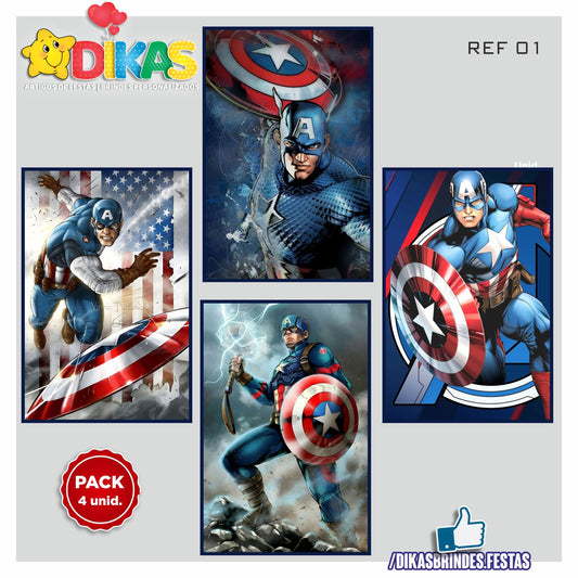 CARTAZES P/ DECORAÇÃO DE PAREDE - CAPITÃO AMÉRICA